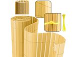 Clanmacy Pvc Privacy Schermo Recinzione Privacy Per Recinzione Balcone Bambù 120X300Cm Stabile W-Forma
