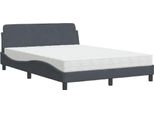 Vidaxl Letto Con Materasso "Dover"" Grigio Scuro 120X200 Cm In Velluto"