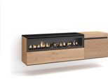 Mobile Tv Soggiorno, 150X35X45Cm, Per Tv Fino A 65", Camino Elettrico, Da Appendere, Rovere"