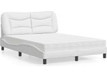 Vidaxl Letto Con Materasso "Hvar"" Bianco 140X190 Cm In Pelle Finta"