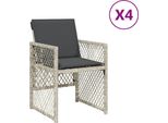 Vidaxl Sedie Da Giardino Con Cuscini 4 Pz. Poli Rattan Grigio Chiaro