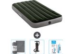 Letto Gonfiabile Intex - 1 Persona - 99 X 191 X 25 Cm - Verde - Lenzuolo - Pompa E Kit Di Riparazione