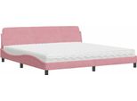 Vidaxl Letto Con Materasso "Dover"" Rosa 200X200 Cm In Velluto"