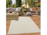 Tappeto Da Salotto Per Esterni Resistente Con Motivo A Linee Rettangolari In Color Crema Dimensioni - 200 X 290 Cm