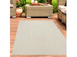 Tappeto Da Salotto Per Esterni Resistente Alle Intemperie Con Motivo A Linee Rettangolari In Color Crema Dimensioni - 200 X 290 Cm