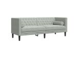 Vidaxl Divano Chesterfield Con Imbottiture A 3 Posti In Velluto Grigio Chiaro