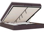 Vidaxl Ottoman Letto Con Materasso Marrone Scuro 160X200 Cm Tessuto