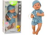 Bambola Neonata Con Vestiti Blu, Berretto, Ciuccio E Coperta