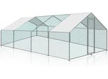 Jopassy Pollaio All'aperto Grande Casa Per Polli Tetto Recinto Ruspante Pollame Con Telaio In Acciaio Zincato Pe E Porta Con Serratura 3 X 8 X 2 M