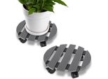 Clanmacy 2X Wpc Plant Roller 30X7,5 Cm Flower Roller Fino A 80 Kg Rolling Coaster Rolling Board Round Grey