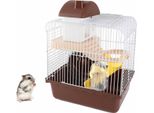 24*18*31Cm Gabbia Per Criceti A Due Piani Con Ampio Spazio E Design A Telaio Alto - Habitat Ideale Per Criceti E Piccoli Animali Domestici, Marrone