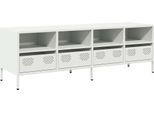 Vidaxl Mobile Tv Bianco 135X39X43,5 Cm Acciaio Laminato A Freddo
