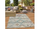 Tappeto Per Interni Ed Esterni Con Motivo Geometrico In Verde Crema Dimensioni - 80 X 150 Cm