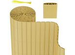 Clanmacy Schermo Privacy In Pvc Rinforzo Interno, Schermo Privacy Balcone Con Fascette, Privacy Recinzione Frangivento Impermeabile Senza Perforazione Per Balcone Giardino, Bambù 1,2 X 4M