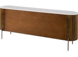 MASSIVMOEBEL24 | Credenza In Legno Di Mango 200X40X76 Laccato Marrone - Marmo Bianco Barcelona #202