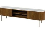 MASSIVMOEBEL24 | Mobile Tv In Legno Di Mango 180X36X51 Laccato Marrone - Marmo Bianco Barcelona #211