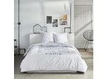 Set Di Biancheria Da Letto - Oggi - Java - Misura Del Letto Matrimoniale - 240 X 220 Cm - Cotone - Motivo Parigi - Bianco