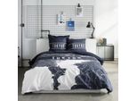 Set Di Biancheria Da Letto - Oggi - Java - Misura Del Letto Matrimoniale - 240 X 220 Cm - Cotone - Motivo Tokyo - Blu Scuro