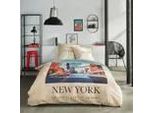 Set Di Biancheria Da Letto - TODAY- Java - Letto Matrimoniale - 240 X 220 Cm - Cotone - Motivo New York - Beige