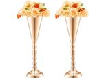 Portafiori Dorato 43 Cm - Vaso Di Fiori Moderno Per La Decorazione Di Matrimoni - 10 Vasi Per Occasioni Eleganti