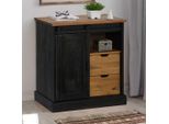 Vidaxl Credenza Halden Con Porta Scorrevole Nera 80X40X80 Cm In Legno Massiccio