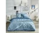 Set Di Biancheria Da Letto - Oggi - Java - Letto Matrimoniale - 240 X 220 Cm - Cotone - Motivo Parigi - Blu