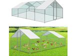 Jayseuw Pollaio All'aperto Grande Tetto Pollaio Ruspante Recinto Avicolo Con Telaio In Acciaio Zincato Pe E Porta Con Serratura 3 X 8 X 2 M