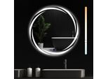 Zmh Specchio Con Illuminazione Specchio Rotondo A Led Da Parete 70Cm IP44 Specchio Rotondo Con Touch Specchio Con Luce Interruttore Dimmerabile E Funzione Defogger Per