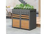 Flieks Cassonetto Per 2 Cassonetti 240L, Cassonetto Per Rifiuti Con Tetto A Fioriera E Porta Antracite, Cassonetto Per Rifiuti Da Esterno, 132X80X125Cm, Grigio