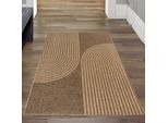 Tappeto Moderno Beige-Marrone Per Interni Ed Esterni Con Motivo A Fiocco Dimensioni - 80 X 150 Cm