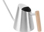 Annaffiatoio Con Beccuccio Lungo Vaso In Acciaio Inox Antiruggine Con Manico In Legno Per Giardino Bonsai Interno Esterno Argento