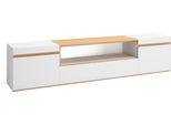 Mobile Tv Soggiorno, 200X35X45Cm, Per Tv Fino A 80", Mobile Soggiorno, Bianco E Rovere Soft"