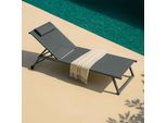 Set Di 2 Lettini Prendisole Reclinabili Con Ruote, Grigio - Oviala Olmeta