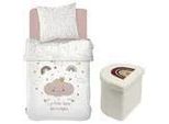 Set Di Biancheria Da Letto Per Bambini + Pouf Pieghevole Con Contenitore - Oggi - Rainbow - 140 X 200 Cm - Cotone