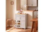Sobuy Carrello Portavivande Carrello Da Cucina Con Piano Di Lavoro Carrello Con Cassetti Portabottiglie Isola Da Cucina Scaffale Da Cucina In Piedi Khaki 67X86X38Cm FKW45-KA
