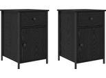 Syfax™ Armadio Da Notte Con Cassetto 2 Pcs Rovere Nero 40 X 42 X 60 Cm