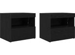 Syfax™ Armadio Da Notte Con Cassetto 2 Pcs Rovere Nero 50 X 40 X 45 Cm