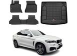 Set Di Tappetini E Fodere Per Il Bagagliaio Omac Per Bmw X6 F16 2014-2019 In Gomma Nera 4X
