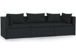 Syfax™ Divano A 3 Posti Con Cuscini In Polyrattan Nero
