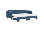 Syfax™ Divano Letto Estraibile Con Materassi Blu 90X200 Cm Velluto