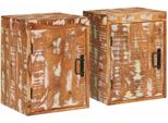 Syfax™ Comodino 2 Pcs Marrone Legno Massello Di Recupero
