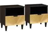 Syfax™ Armadio Da Notte Con Cassetto 2 Pcs Nero E Oro 40 X 33 X 46 Cm