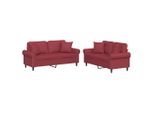 Syfax™ Set Di Divani 2 Pz Con Cuscini Rosso Vino In Pelle Finta