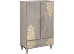Syfax™ Credenza Grigio E Oro 60 X 33 X 100 Cm Legno Di Mango Massello