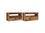 Syfax™ Mobili Porta Tv Con Led 2 Pz Legno Antico In Legno Multistrato