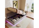 Fortuna Lai Divano Letto Imbottito 90X200 Con Prese Usb E Contenitore Idraulico, Letti 90X200 Con Led E Rete A Doghe, Letto Da Giorno Per Ragazzi, Letto Per Ospiti, Velluto, Grigio (Senza Materasso)