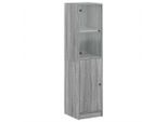 Syfax™ Credenza Con Anta In Vetro Grigio Sonoma 35X37X142 Cm