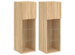 Syfax™ Mobili Porta Tv Con Luci Led 2 Pz Rovere Sonoma 30,5X30X90 Cm