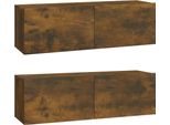 Syfax™ Mobili Tv Parete 2Pz Rovere Fumo 100X30X30 Cm Legno Multistrato
