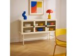 Credenza Moderna 3 Ante 120 Cm In Metallo E Vetro Ecrù - Oviala Groovy